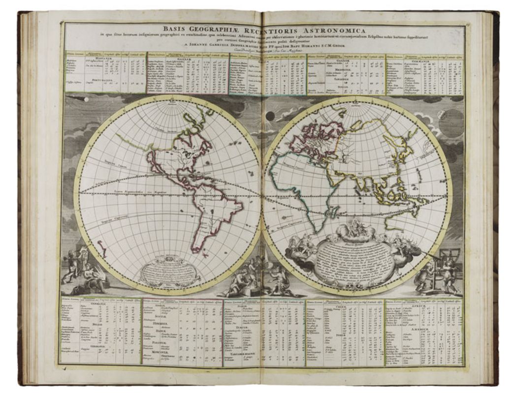 Karte 15 »Basis Geographiae Recentioris Astronomica«, In: Johann Gabriel Doppelmayr: Atlas Novus Coelestis, Nürnberg, Homannische Erben, 1742 © Klassik Stiftung Weimar