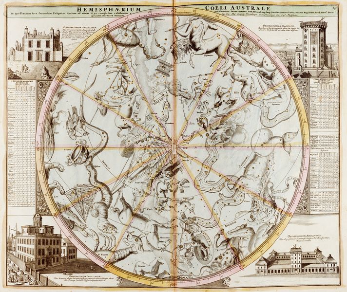 Karte 19 »Hemisphaerium Coeli Australe«, In: Johann Gabriel Doppelmayr: Atlas Novus Coelestis, Nürnberg, Homannische Erben, 1742 © Klassik Stiftung Weimar